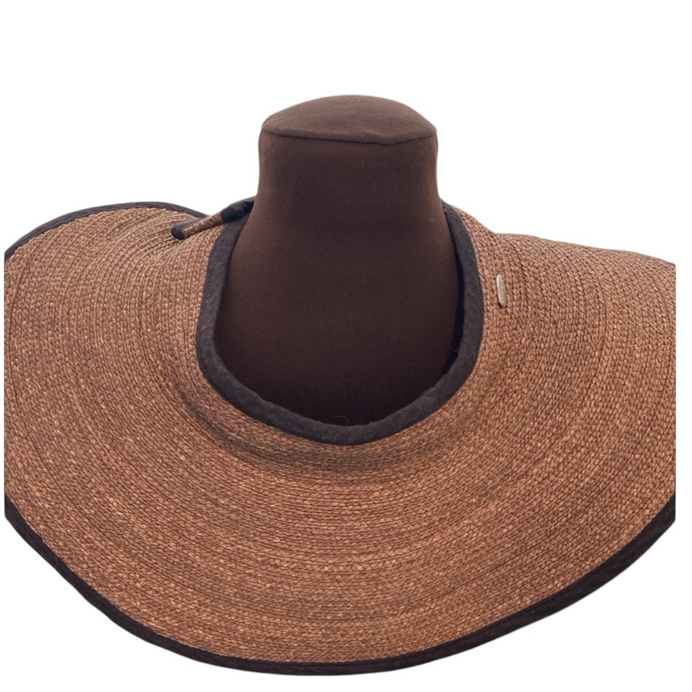 Madagascar Hat Company Packable Straw Visor Brown With Black Trim Sun Visor
